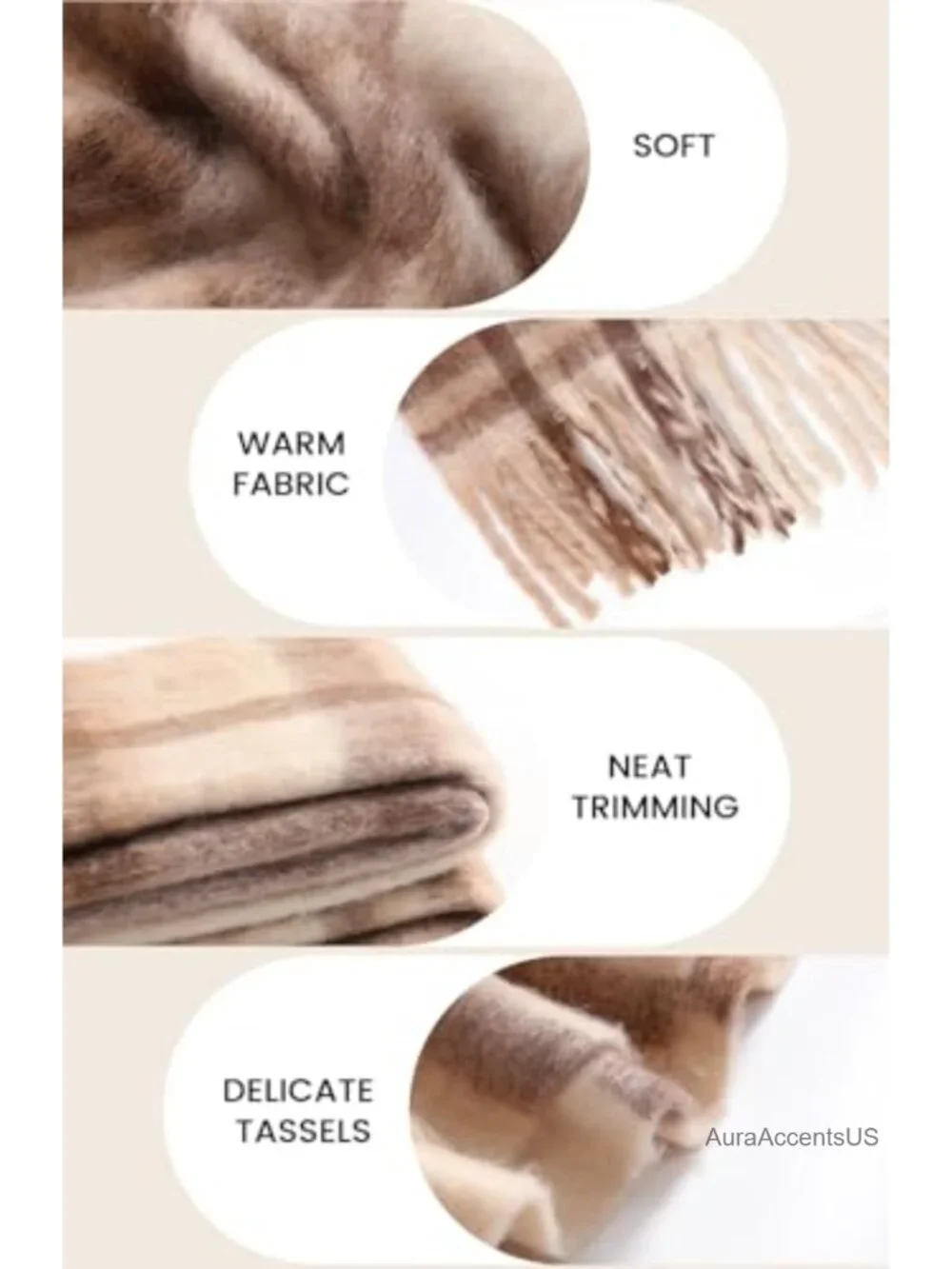 Vintage Mohair Scarf Shawl Wrap Cashmere Feel Blanket Pashmina Winter Women